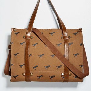 Modcloth Tan Camp Director Zipped Tote Dinosaur Print Canvas - Gently Used